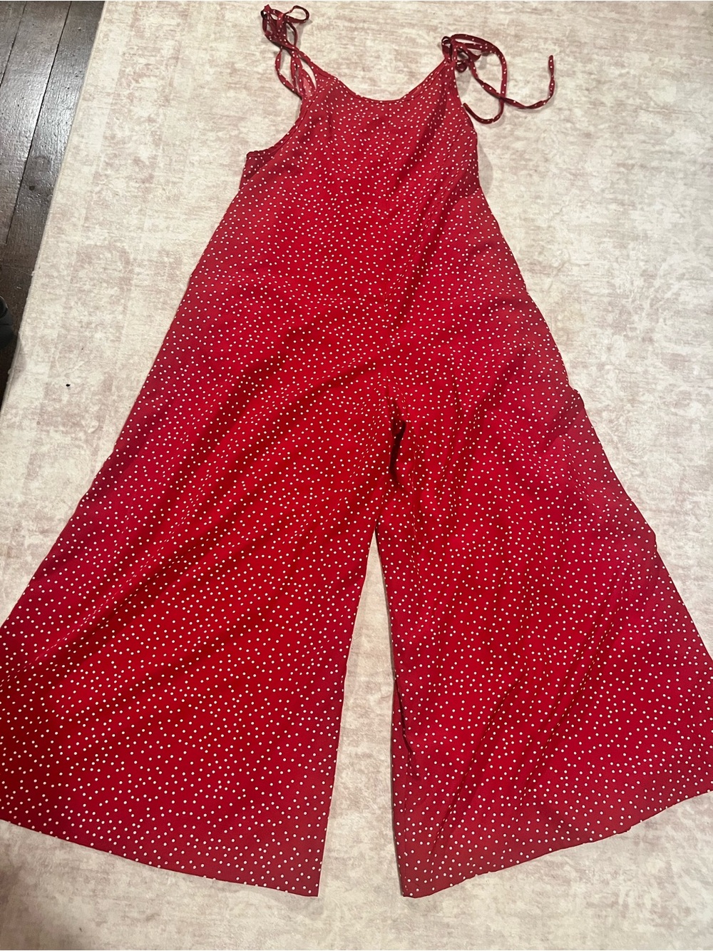 Red Polka Dot Wide-Leg Jumpsuit SHEIN